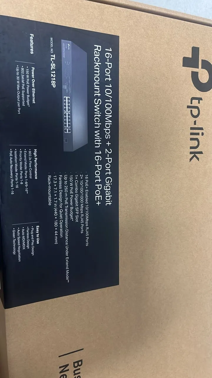 Dlink 16port10/100mbps+2port gigabit rack mount with 16poe TL-SL1218P
