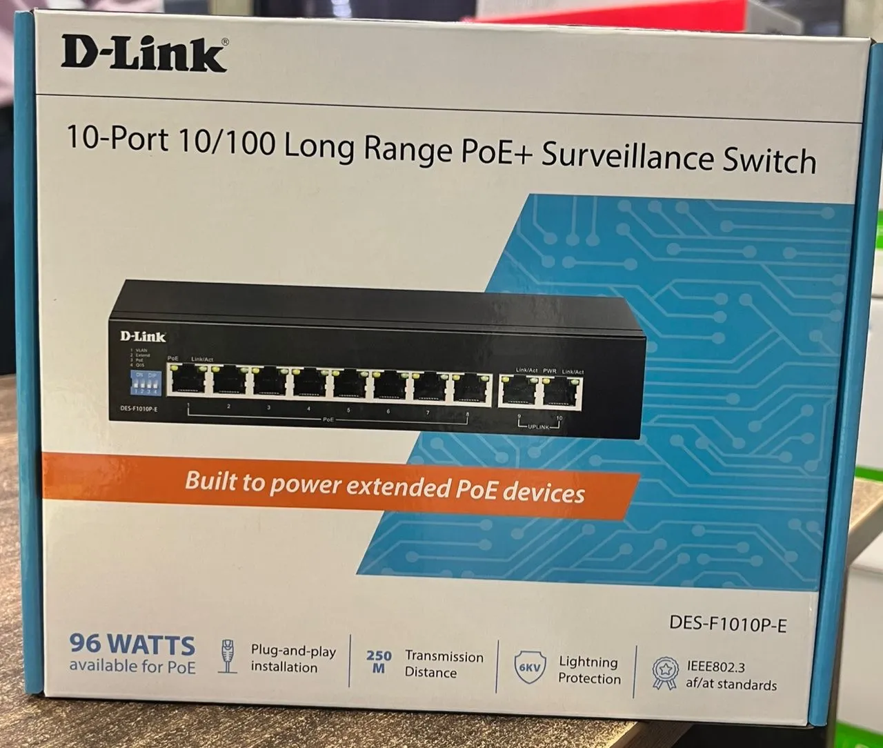 Dlink 10port10/100long range Poe+surveillance switch DES1010P-E